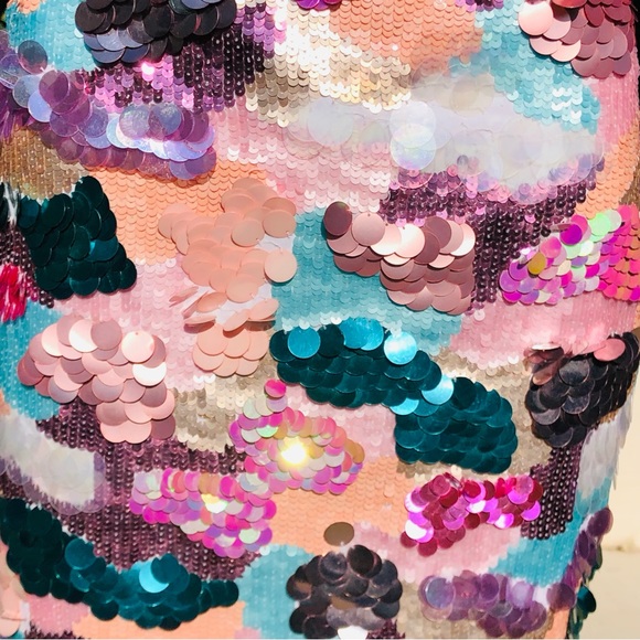 Bebe multicolored sequin mini skirt Sz 4 - Picture 10 of 11